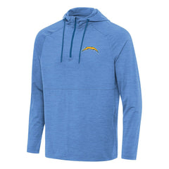Los Angeles Chargers Antigua Spikes Quarter-Zip Pullover Hoodie - Heather Powder Blue - NFL