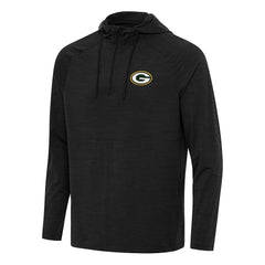 Green Bay Packers Antigua Spikes Quarter-Zip Pullover Hoodie - Heather Black - NFL