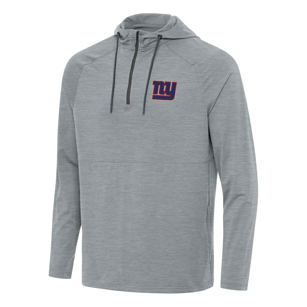 New York Giants Antigua Spikes Quarter-Zip Pullover Hoodie - Heather Gray - NFL