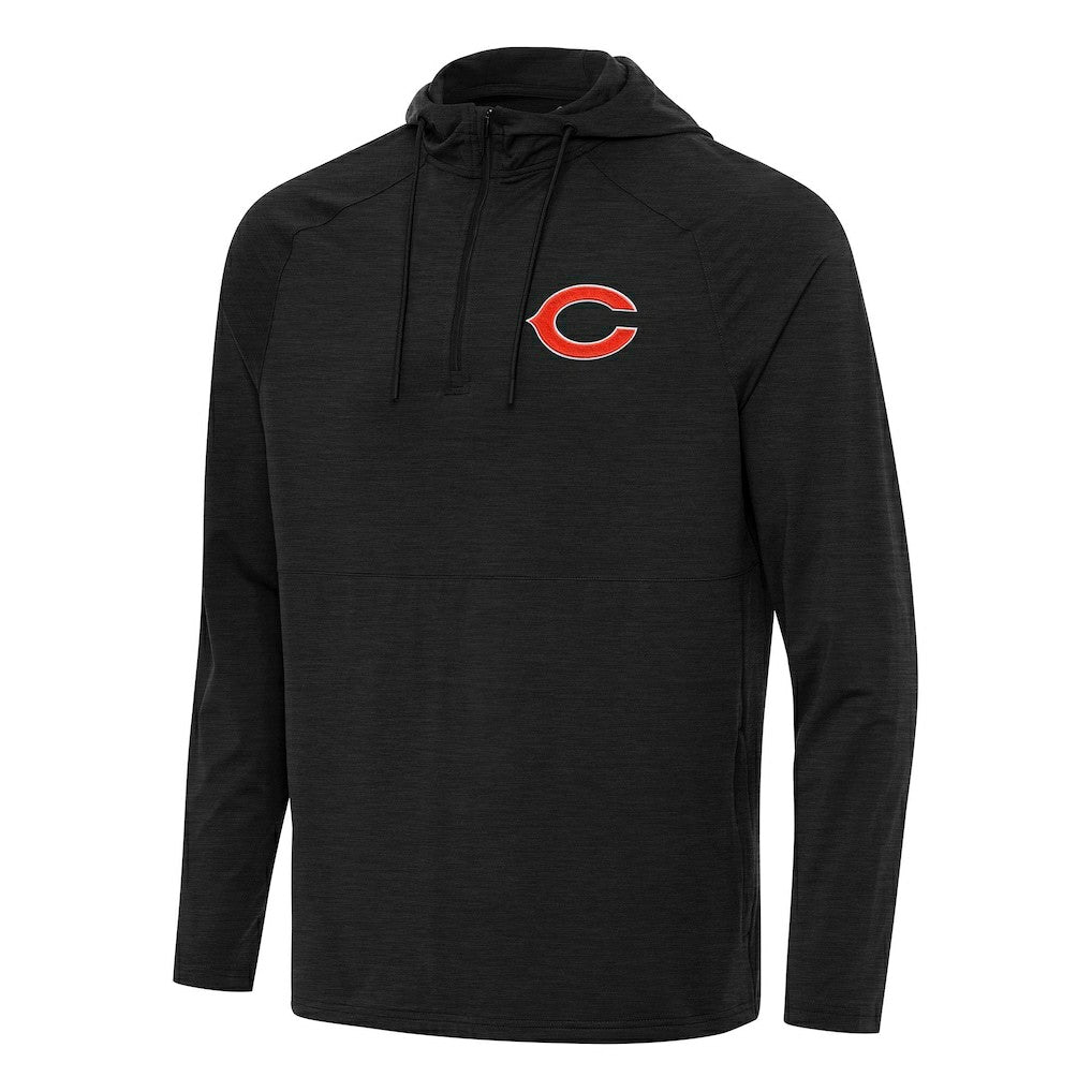 Chicago Bears Antigua Spikes Quarter-Zip Pullover Hoodie - Heather Black - NFL