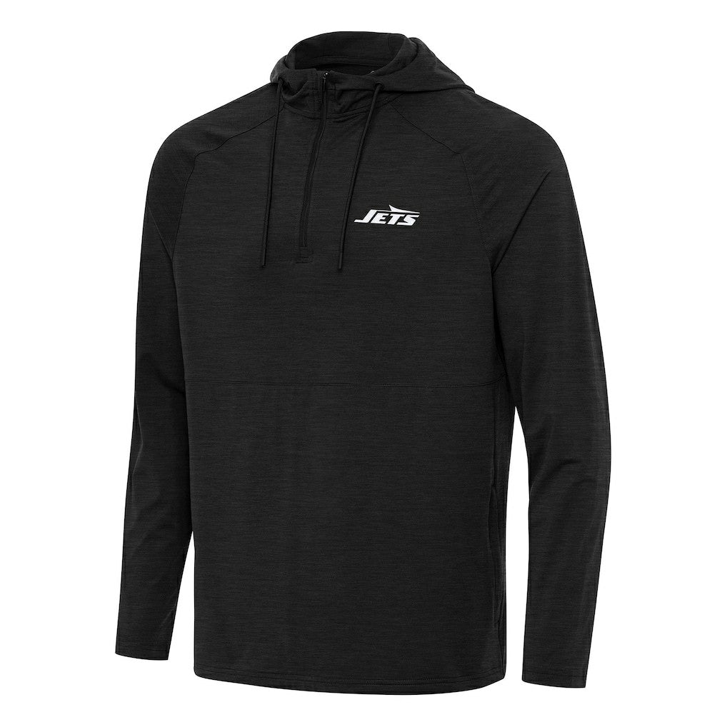 New York Jets Antigua Spikes Quarter-Zip Pullover Hoodie - Heather Black - NFL