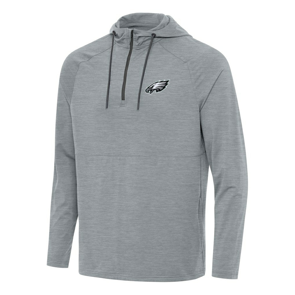 Philadelphia Eagles Antigua Spikes Quarter-Zip Pullover Hoodie - Heather Gray - NFL