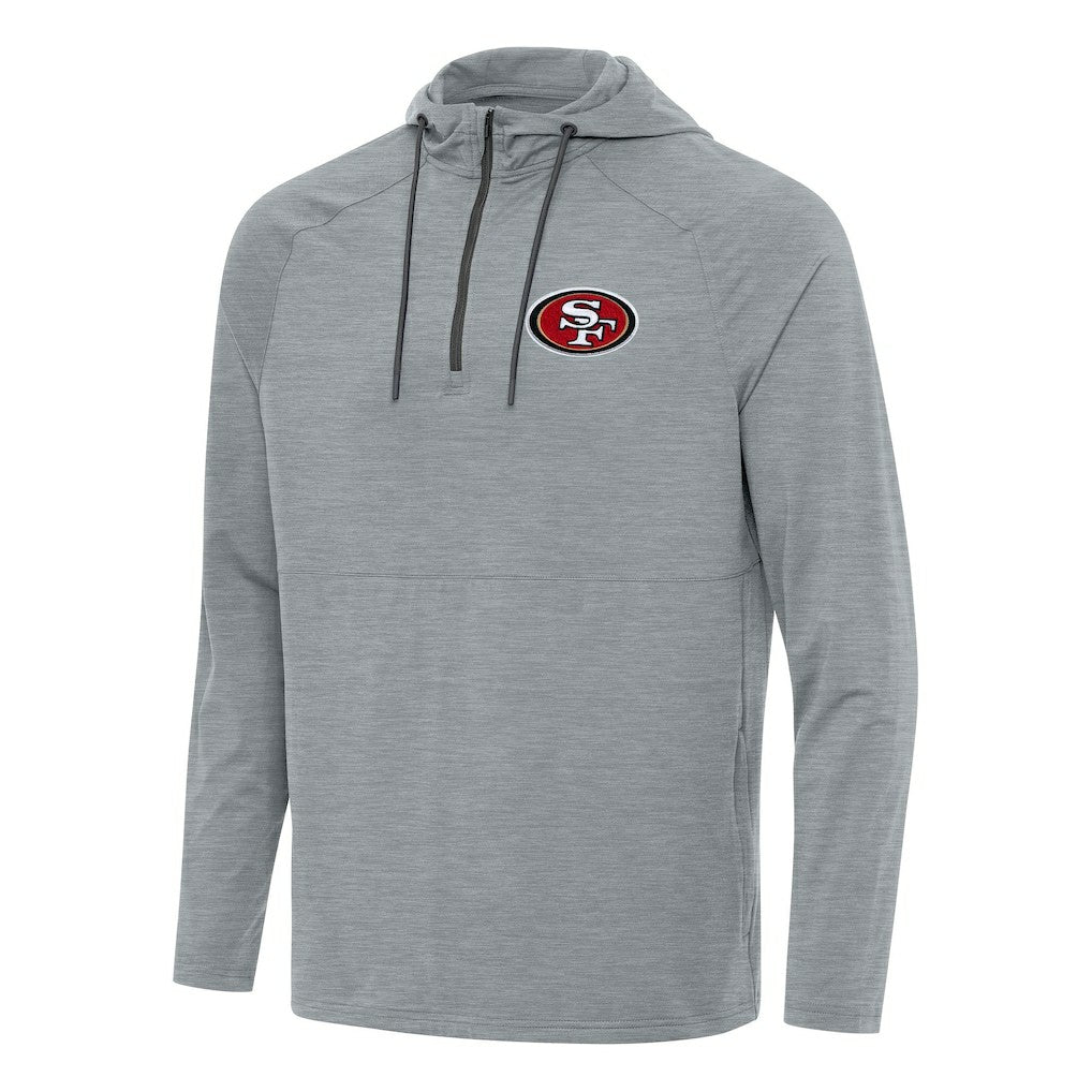 San Francisco 49ers Antigua Spikes Quarter-Zip Pullover Hoodie - Heather Gray - NFL
