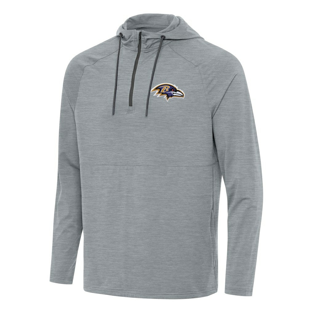 Baltimore Ravens Antigua Spikes Quarter-Zip Pullover Hoodie - Heather Gray - NFL