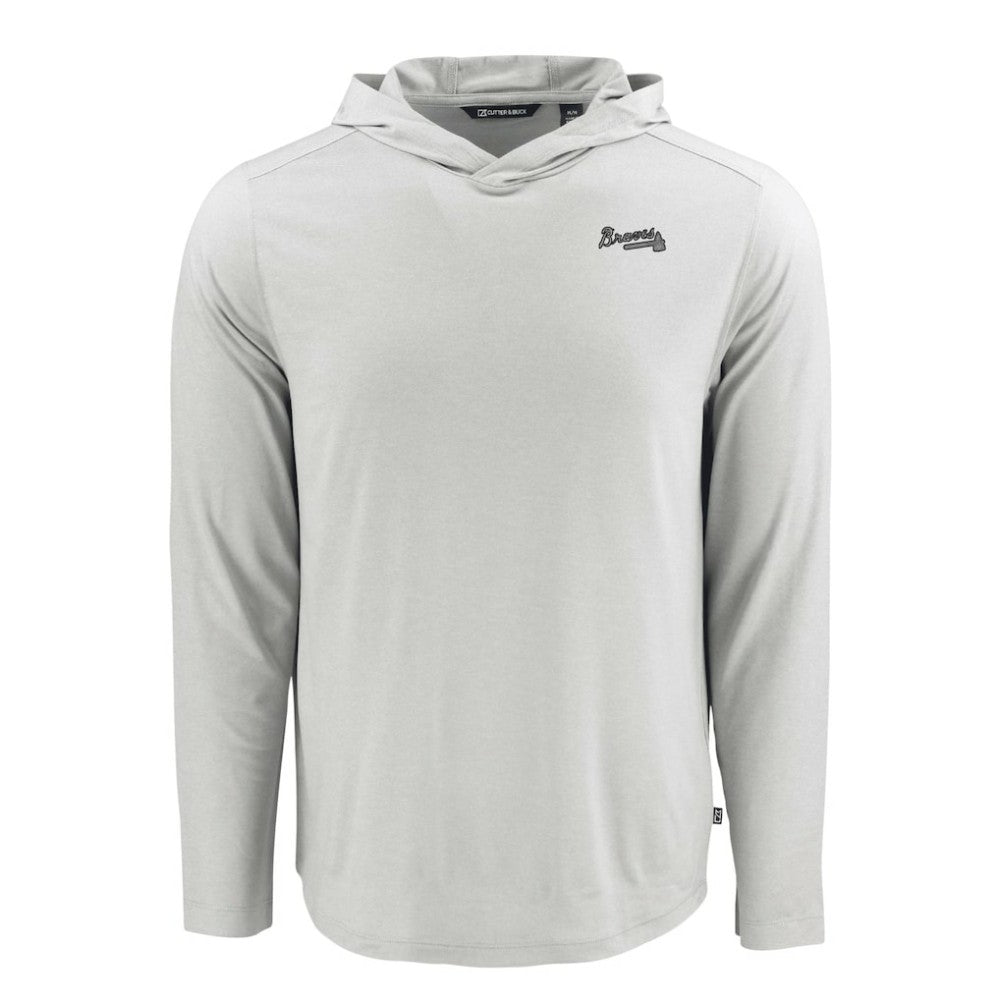 Atlanta Braves Cutter & Buck Coastline Epic Comfort Eco Recycled Long Sleeve Hoodie T-Shirt Outlet