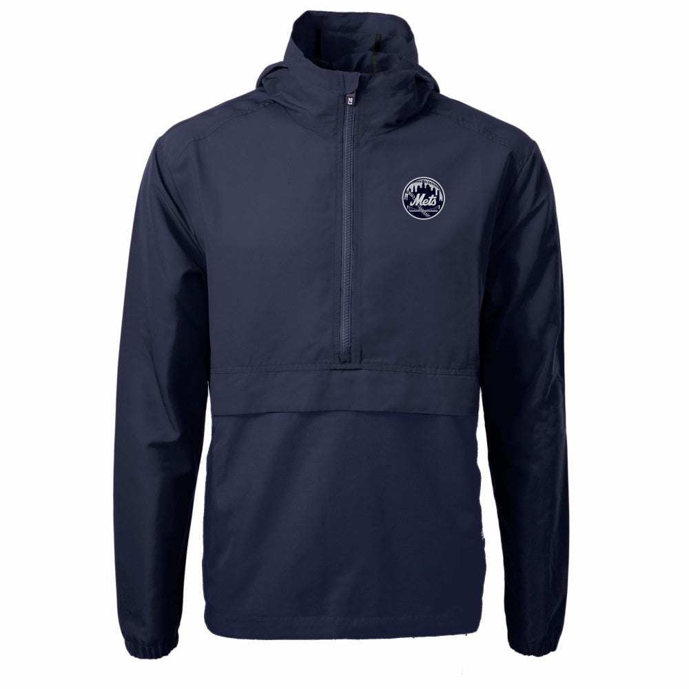 New York Mets Cutter & Buck Charter Eco Recycled Anorak Half-Zip Hoodie Jacket Outlet