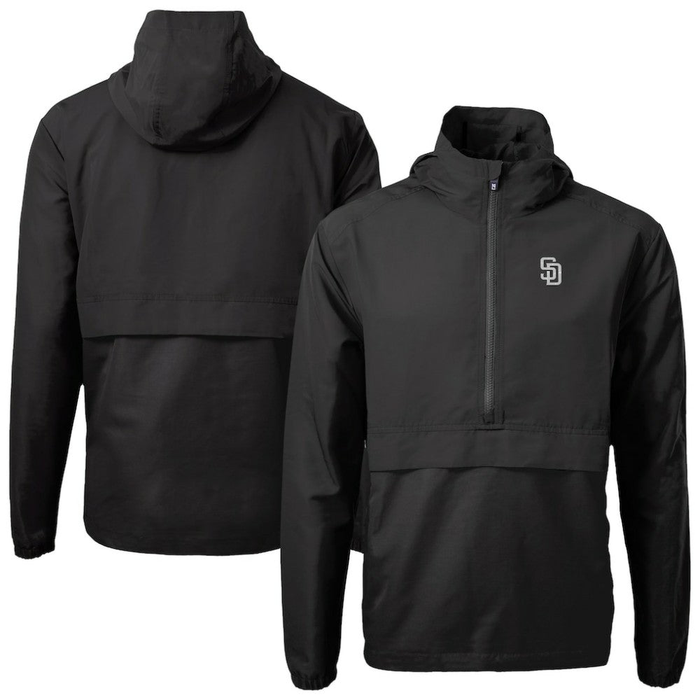 San Diego Padres Cutter & Buck Charter Eco Recycled Anorak Half-Zip Hoodie Jacket Outlet