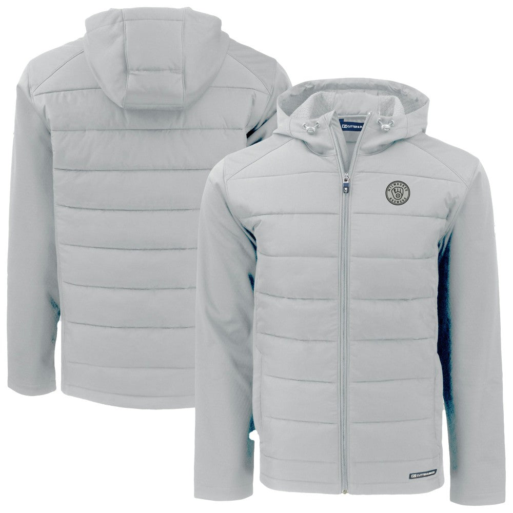 Milwaukee Brewers Cutter & Buck Evoke Hybrid Eco Softshell Recycled Full-Zip Hooded Jacket Outlet