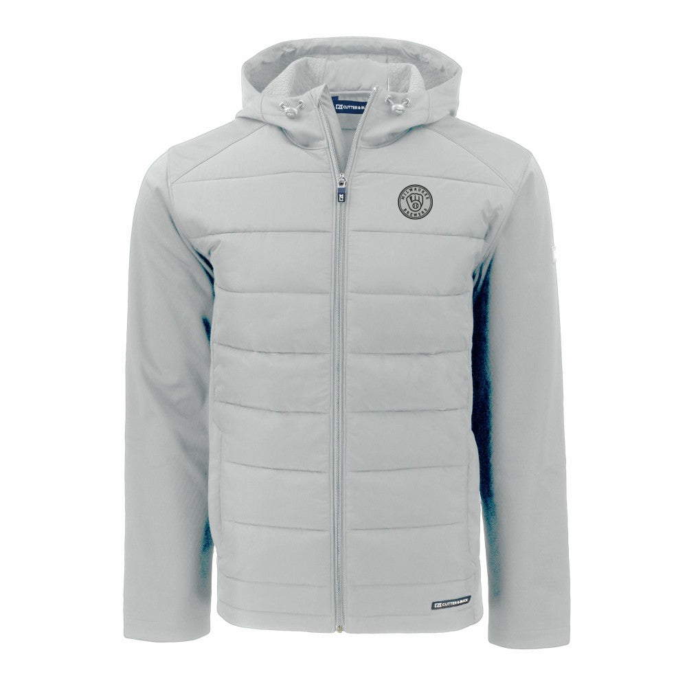 Milwaukee Brewers Cutter & Buck Evoke Hybrid Eco Softshell Recycled Full-Zip Hooded Jacket Outlet