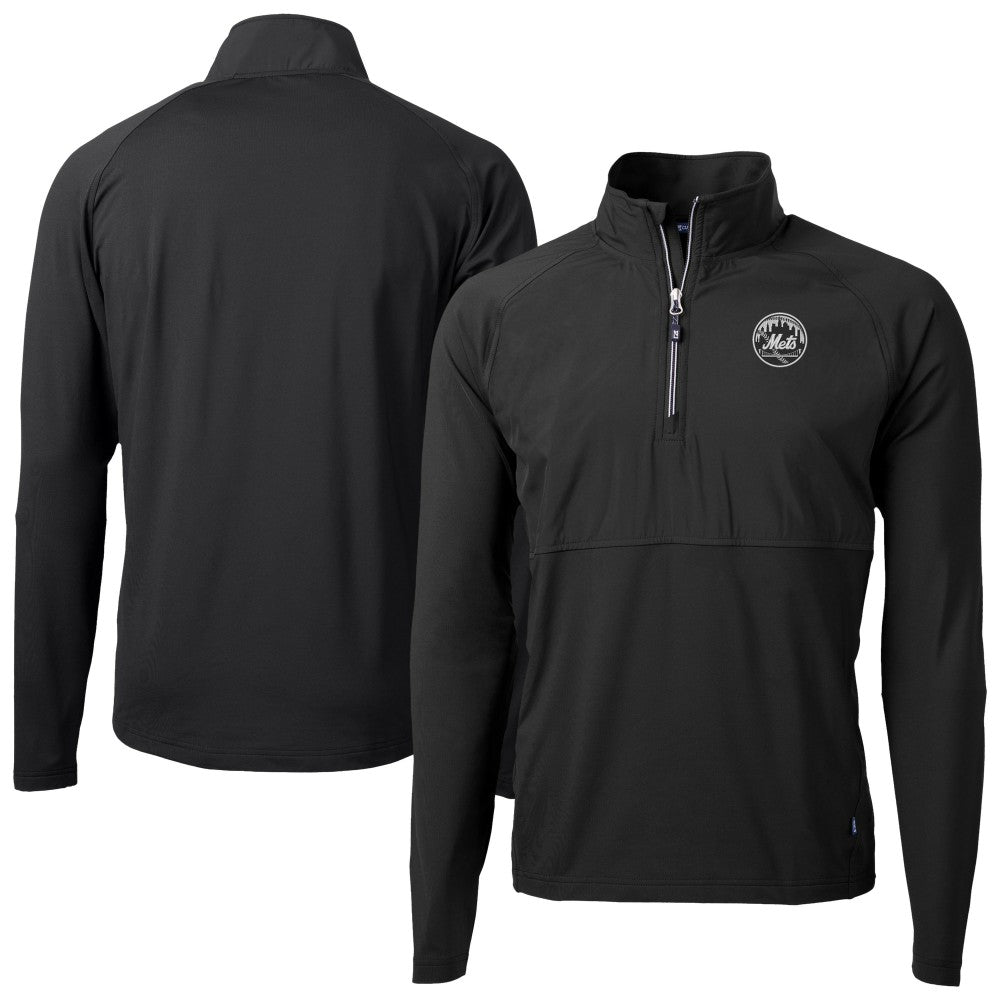 New York Mets Cutter & Buck Adapt Eco Hybrid Raglan DryTec Quarter-Zip Jacket for sale