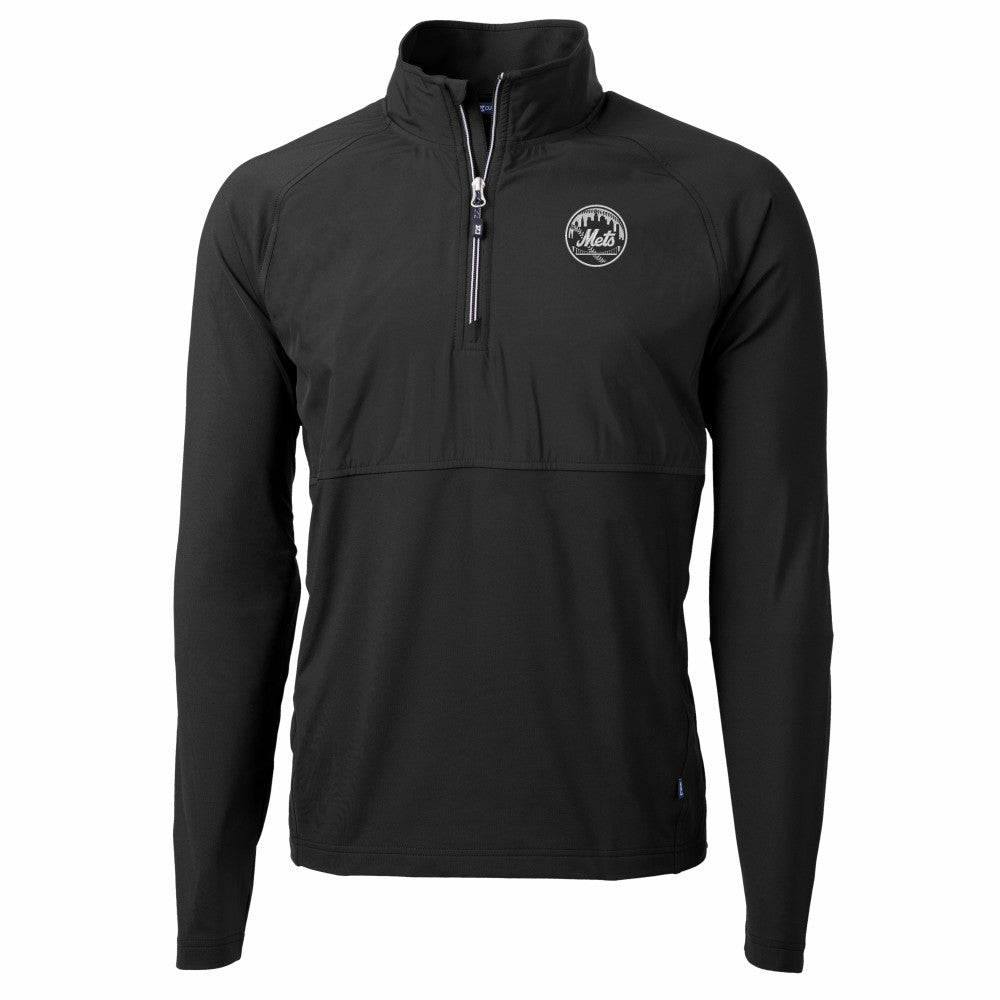 New York Mets Cutter & Buck Adapt Eco Hybrid Raglan DryTec Quarter-Zip Jacket for sale