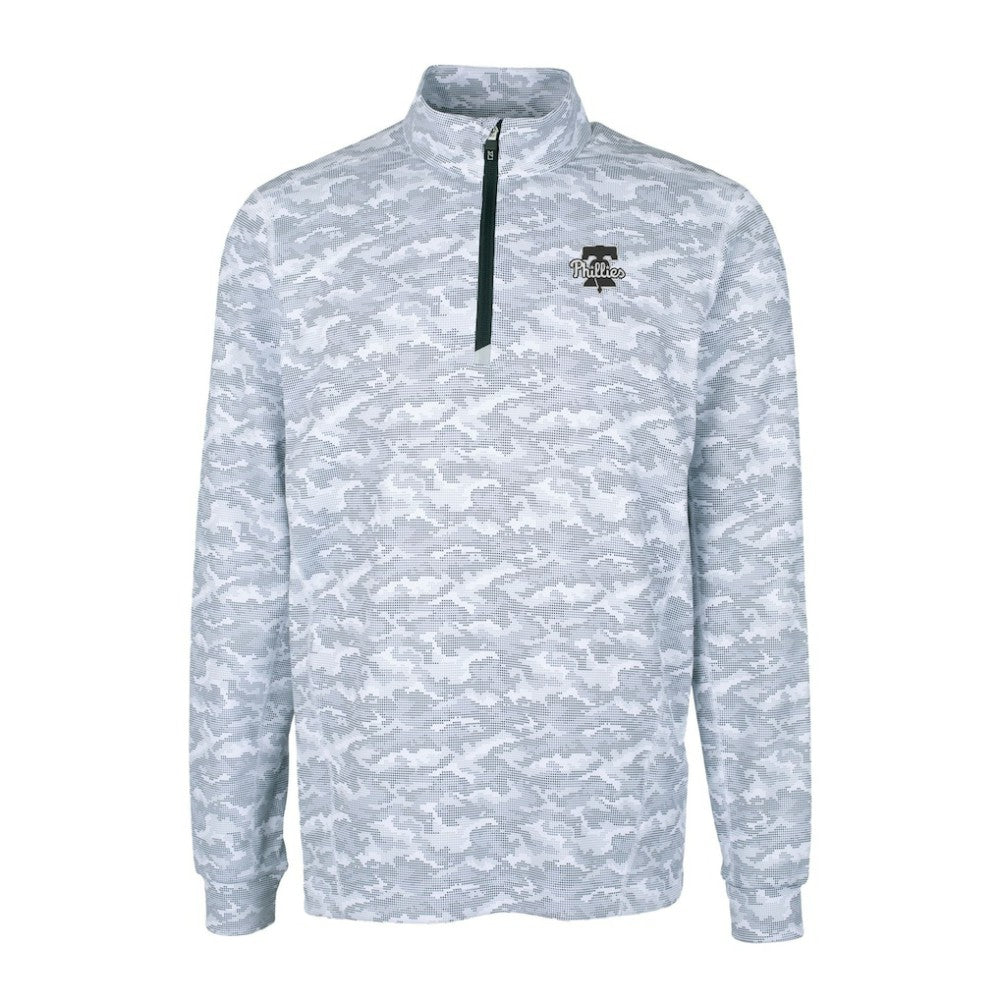 Philadelphia Phillies Cutter & Buck Traverse Eco Camo Tri-Blend DryTec Quarter-Zip Top Discount