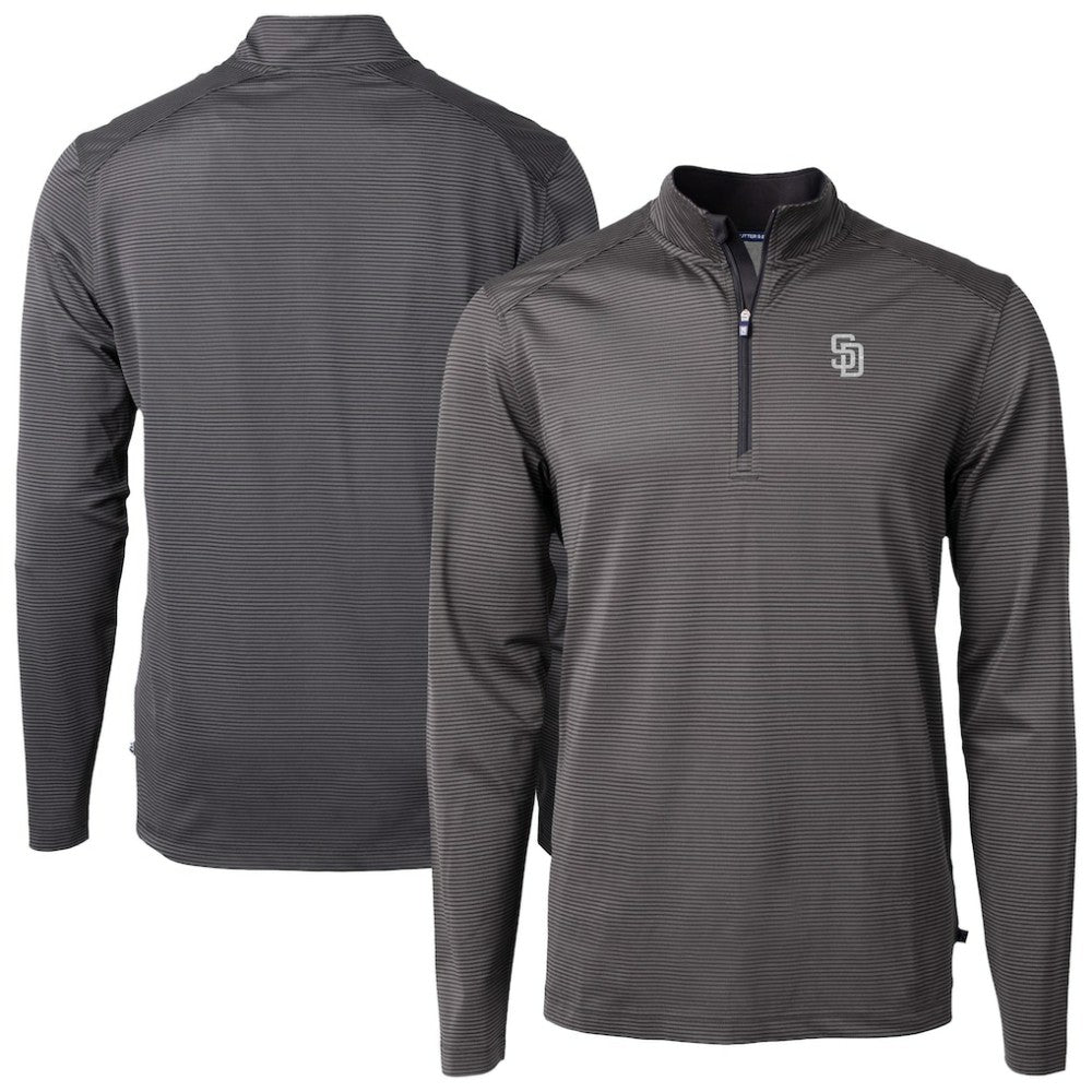 San Diego Padres Cutter & Buck Virtue Eco Pique Micro Stripe Quarter-Zip Jacket Online