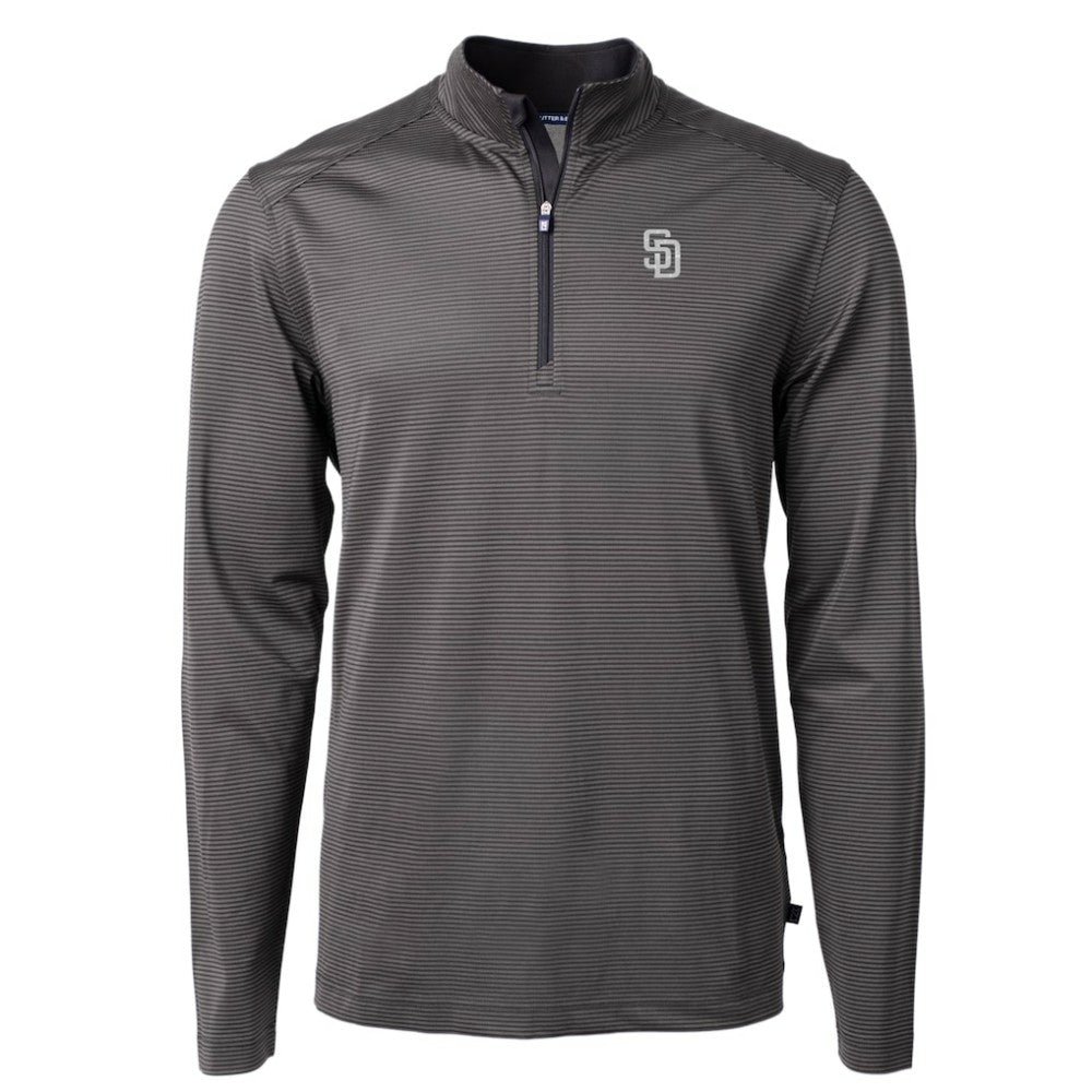 San Diego Padres Cutter & Buck Virtue Eco Pique Micro Stripe Quarter-Zip Jacket Online
