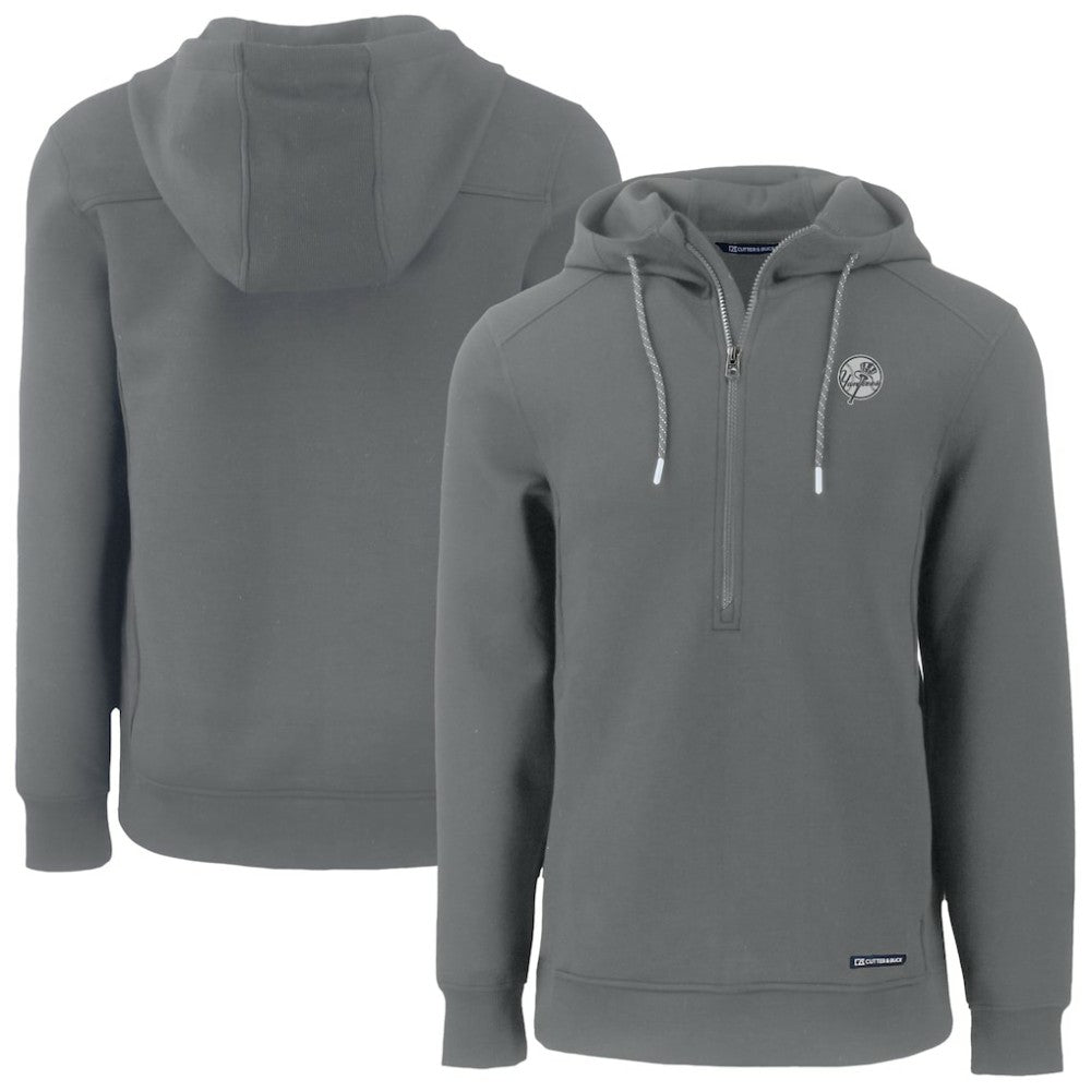 New York Yankees Cutter & Buck Roam Eco Recycled Tri-Blend Half-Zip Hoodie for sale