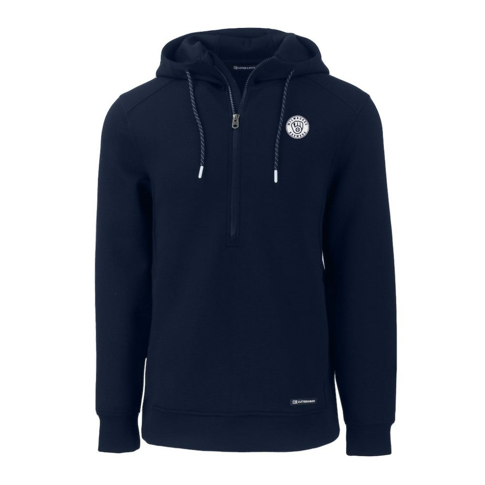 Milwaukee Brewers Cutter & Buck Roam Eco Recycled Tri-Blend Half-Zip Hoodie for sale