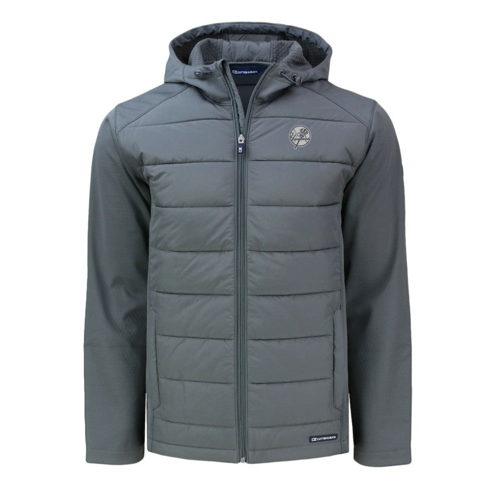 New York Yankees Cutter & Buck Big & Tall Evoke Hybrid Eco Softshell Recycled Full-Zip Hooded PrimaLoft Jacket Discount