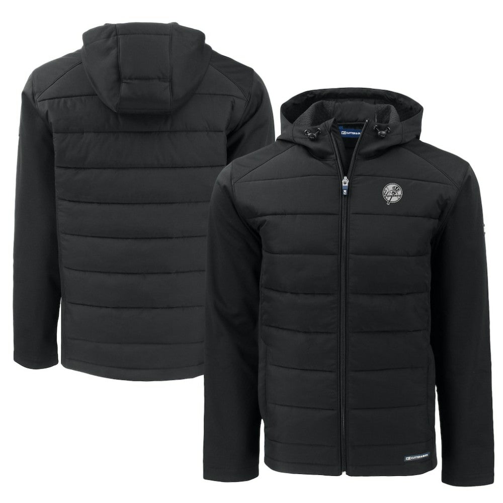 New York Yankees Cutter & Buck Big & Tall Evoke Hybrid Eco Softshell Recycled Full-Zip Hooded PrimaLoft Jacket for sale