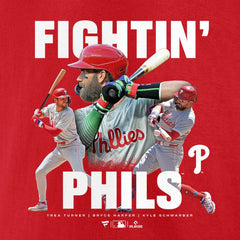 Trea Turner, Bryce Harper, & Kyle Schwarber Philadelphia Phillies Fightin Phils T-Shirt Online