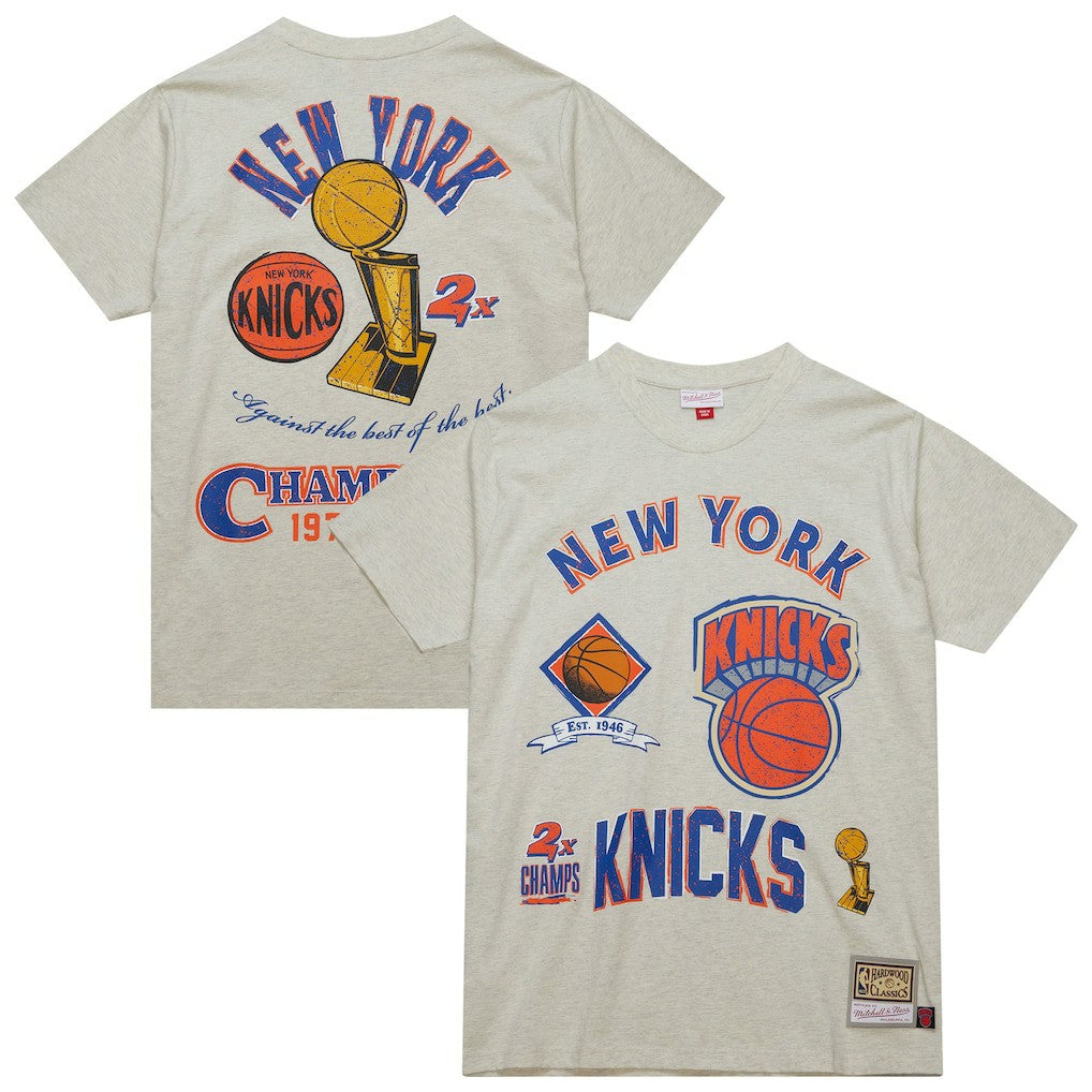 Mitchell & Ness New York Knicks Hardwood Classics Legacy Defined Retro Championship T-Shirt Oatmeal