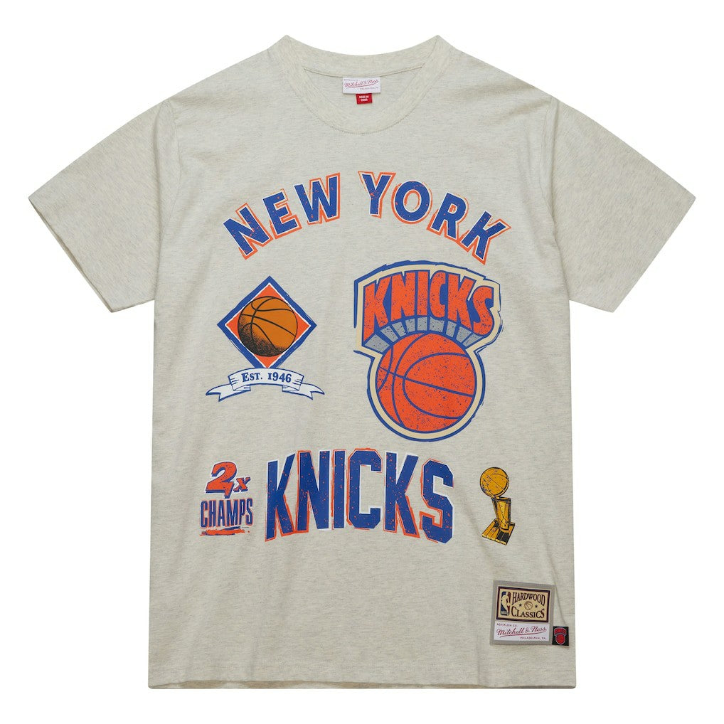 Mitchell & Ness New York Knicks Hardwood Classics Legacy Defined Retro Championship T-Shirt Oatmeal