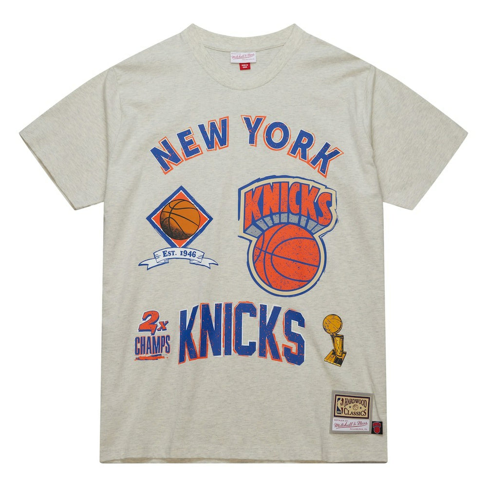 Mitchell & Ness New York Knicks Hardwood Classics Legacy Defined Retro Championship T-Shirt Oatmeal