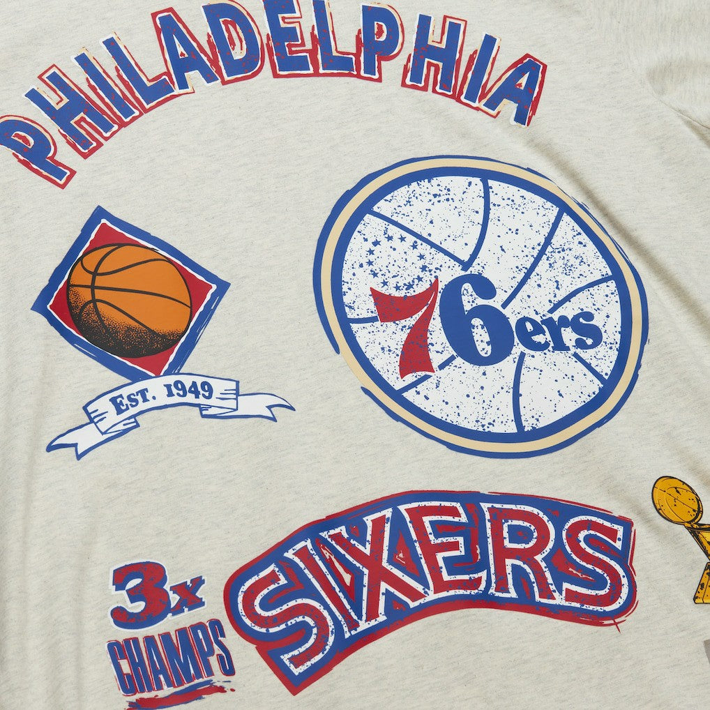 Mitchell & Ness Philadelphia 76ers Hardwood Classics Legacy Defined Retro Championship T-Shirt Oatmeal
