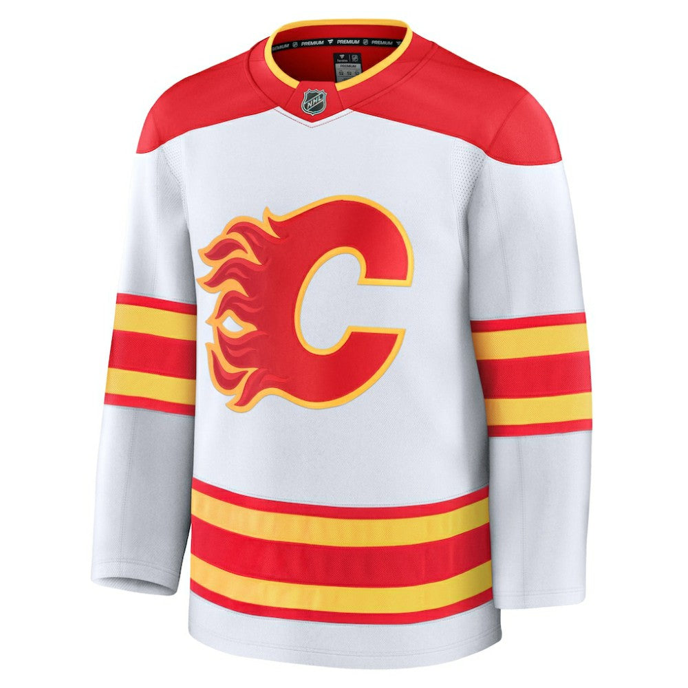 Calgary Flames Fanatics Away Premium Jersey - White | Fanatics Lifestyle