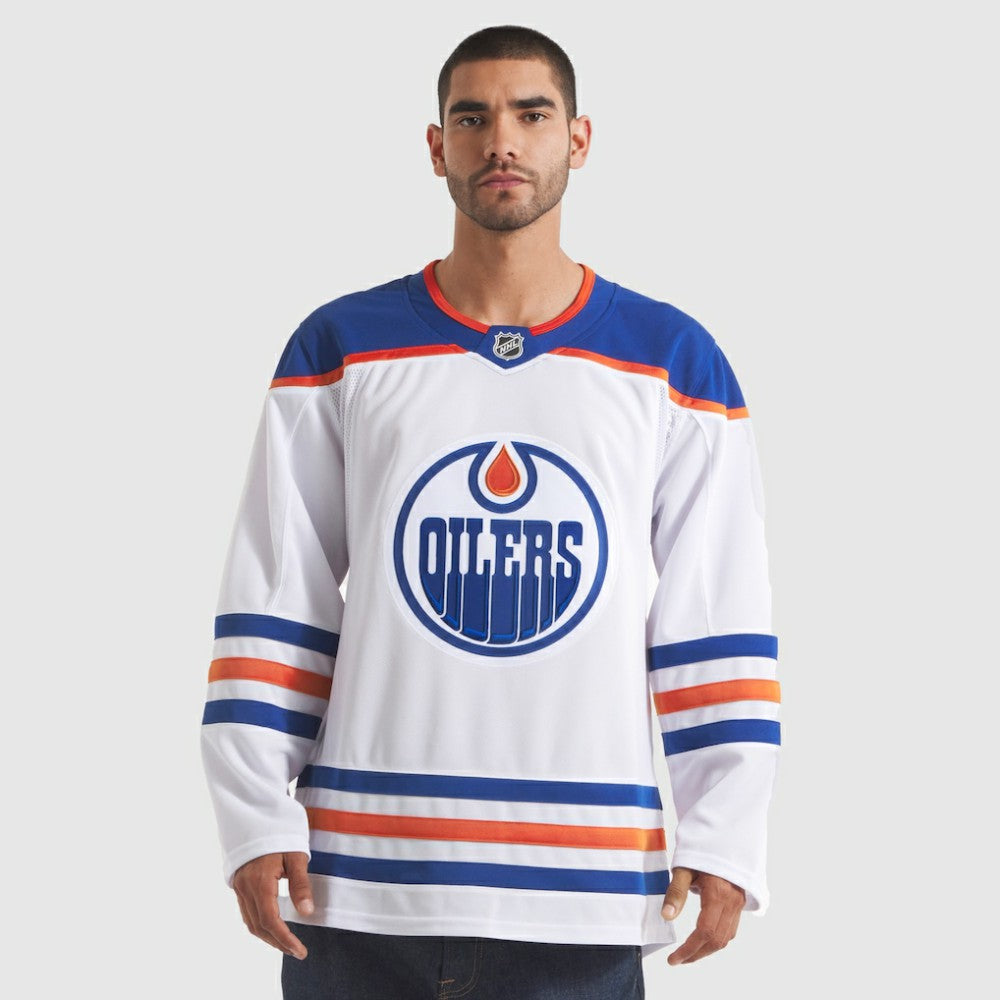 Edmonton Oilers Fanatics Away Premium Jersey - White | Fanatics Lifestyle