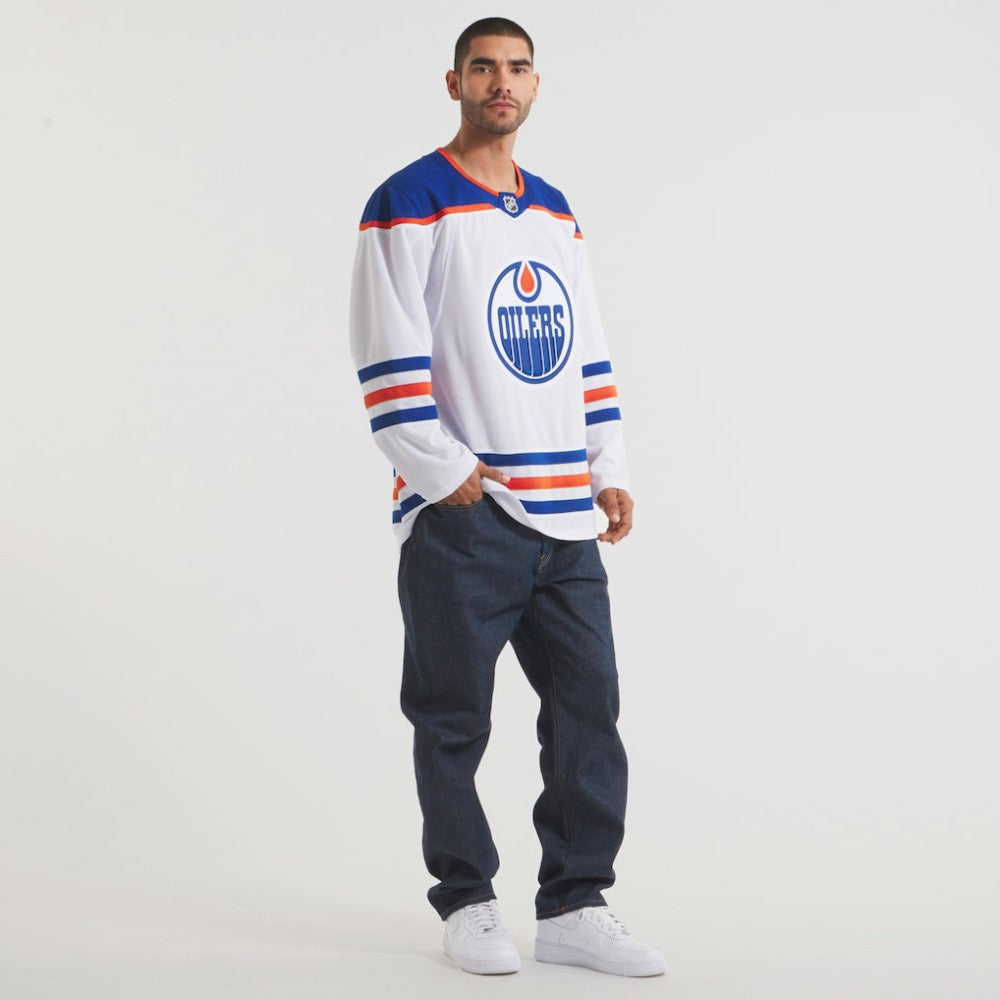 Edmonton Oilers Fanatics Away Premium Jersey - White | Fanatics Lifestyle
