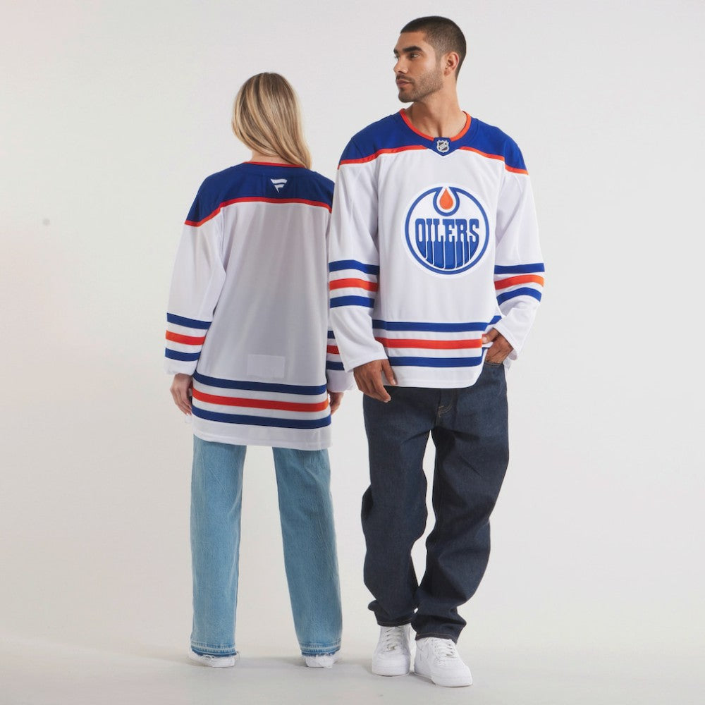 Edmonton Oilers Fanatics Away Premium Jersey - White | Fanatics Lifestyle