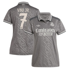 Adidas - Vini Jr. Real Madrid Originals Women's 2024/25 Third Replica Player Jersey - Charcoal