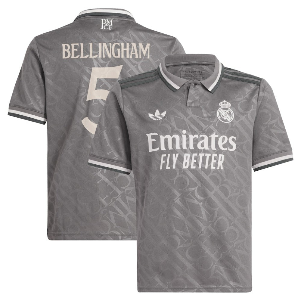 Adidas - Jude Bellingham Real Madrid Originals Youth 2024/25 Third Replica Player Jersey - Charcoal