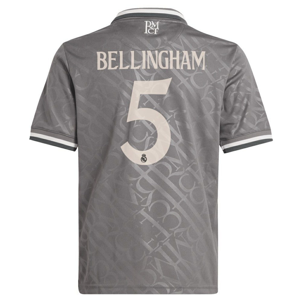 Adidas - Jude Bellingham Real Madrid Originals Youth 2024/25 Third Replica Player Jersey - Charcoal