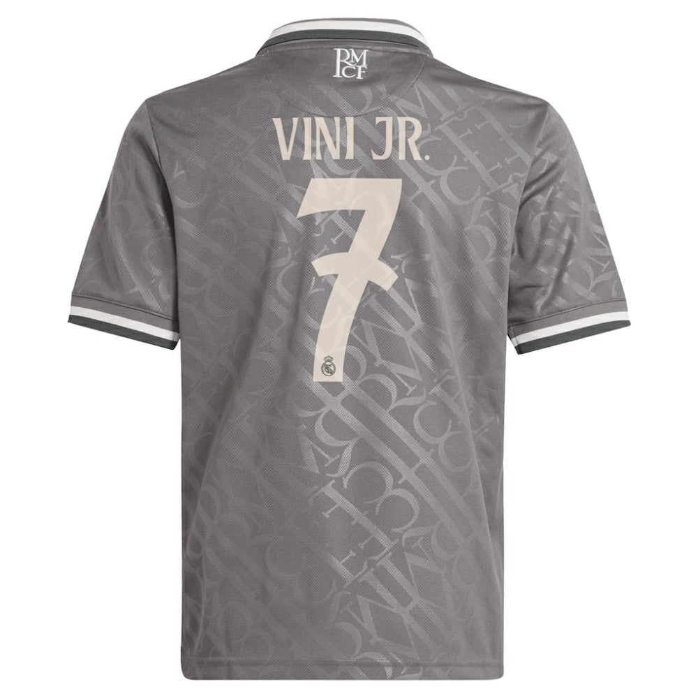 Adidas - Vini Jr. Real Madrid Originals Youth 2024/25 Third Replica Player Jersey - Charcoal