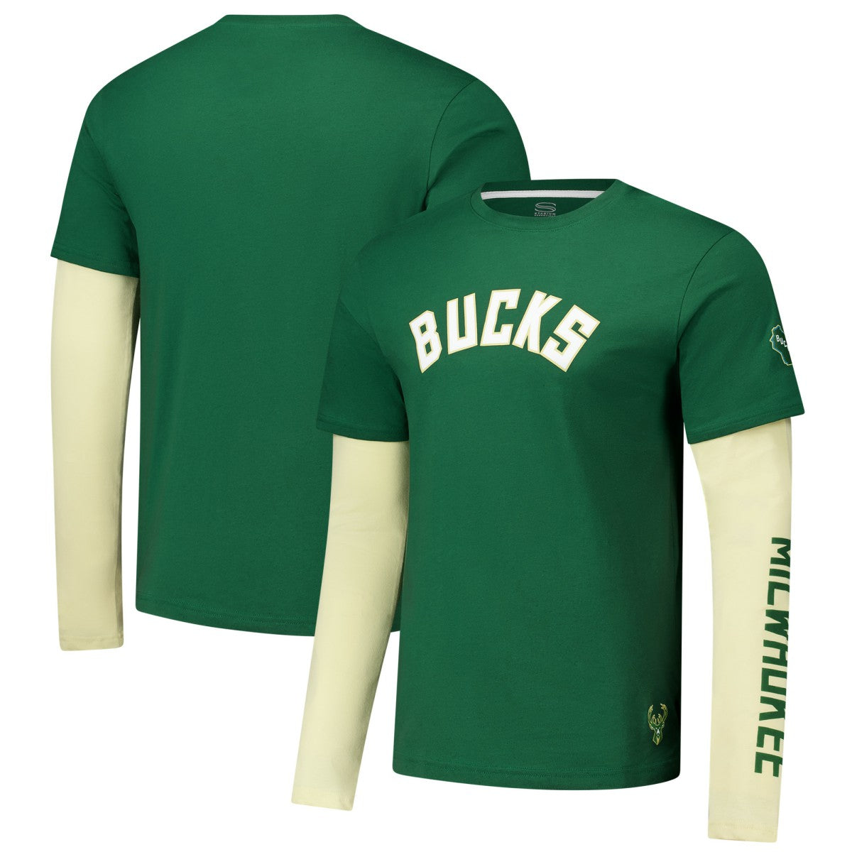 Milwaukee Bucks Stadium Essentials Unisex Spectator Twofer Long Sleeve T-Shirt Hunter Green