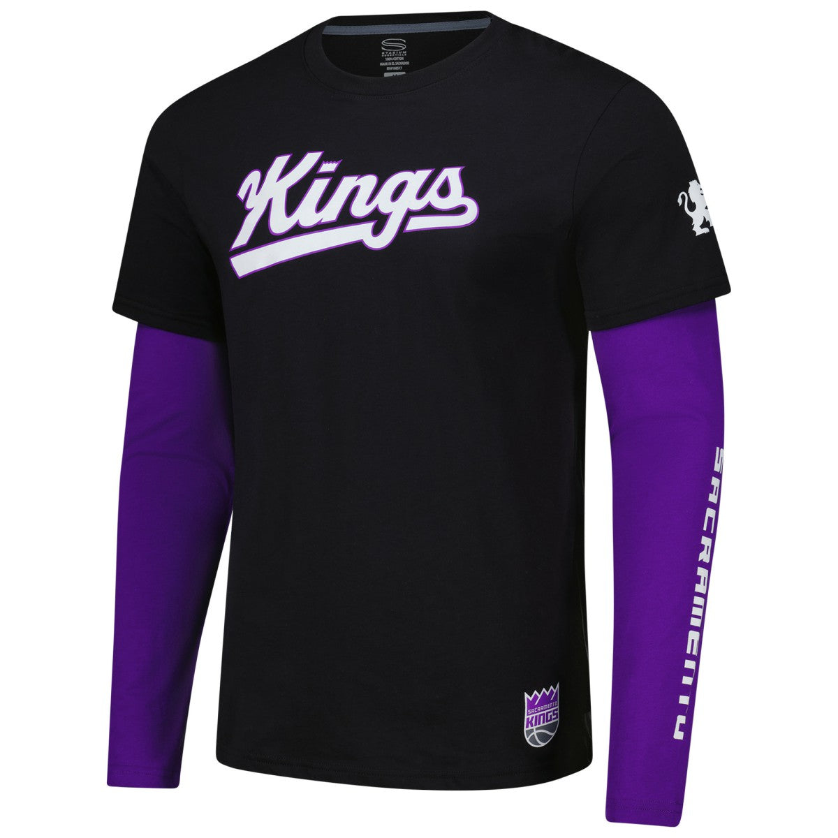 Sacramento Kings Stadium Essentials Unisex Spectator 2fer Long Sleeve T-Shirt Black