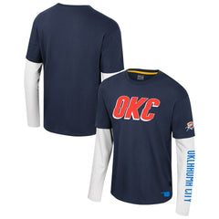 Oklahoma City Thunder Stadium Essentials Unisex Spectator 2fer Long Sleeve T-Shirt Navy