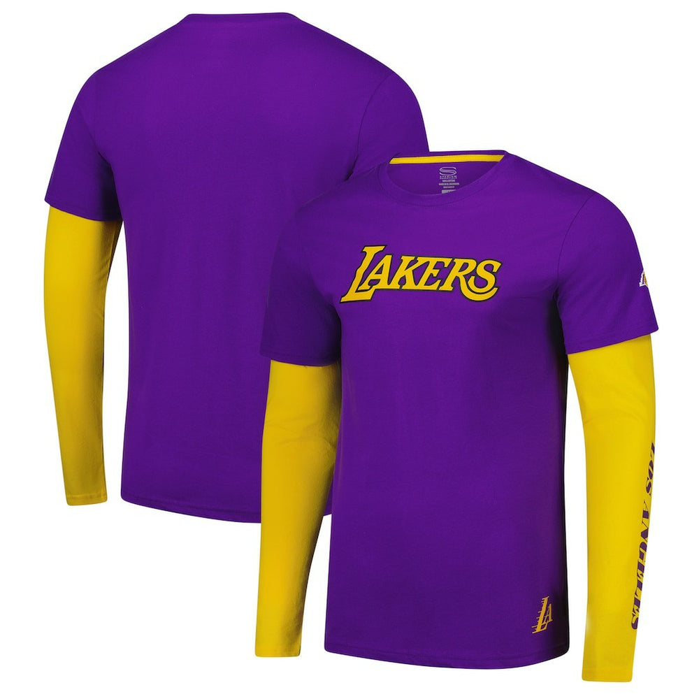 Los Angeles Lakers Stadium Essentials Unisex Spectator 2fer Long Sleeve T-Shirt Purple