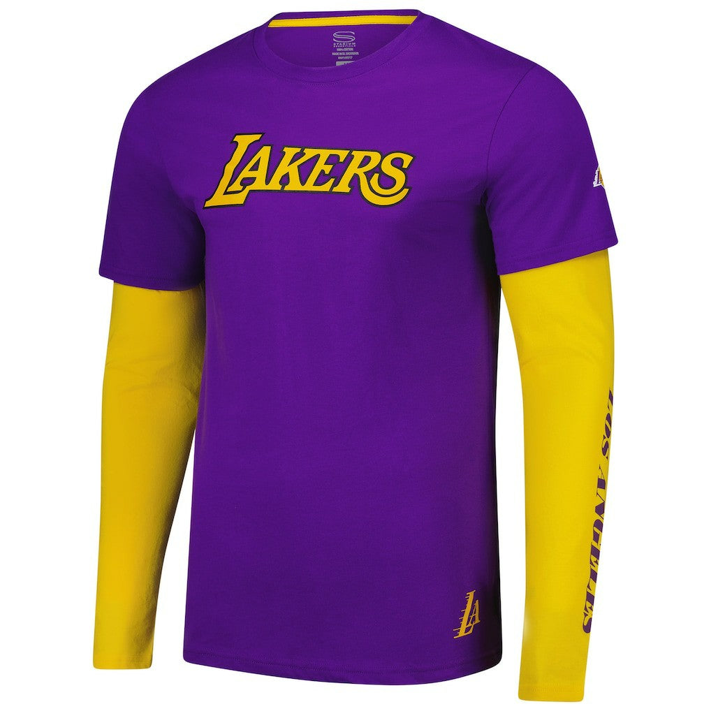 Los Angeles Lakers Stadium Essentials Unisex Spectator 2fer Long Sleeve T-Shirt Purple