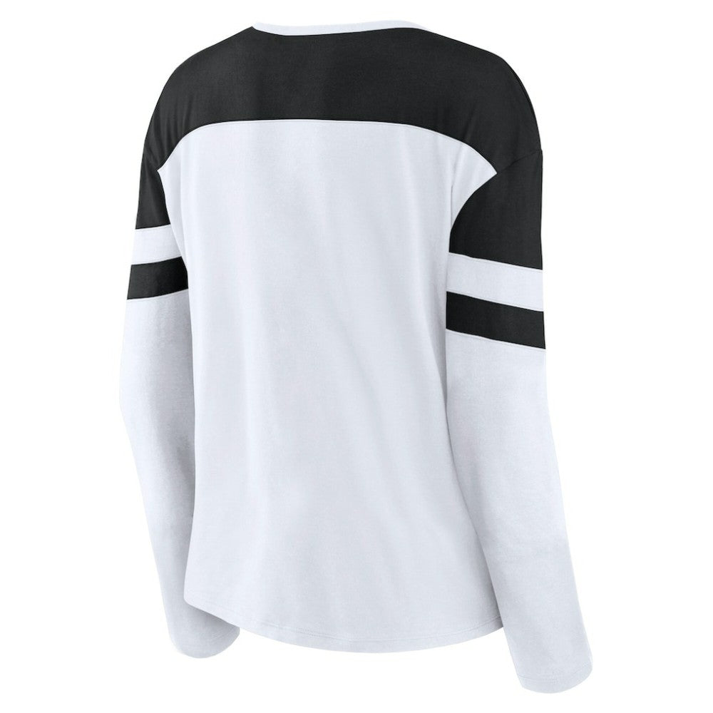 Utah Mammoth Fanatics Women's Frozen Notch Neck Bi-Blend Long Sleeve T-Shirt - White | Fanatics Lifestyle