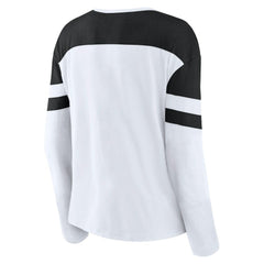 Utah Mammoth Fanatics Women's Frozen Notch Neck Bi-Blend Long Sleeve T-Shirt - White | Fanatics Lifestyle