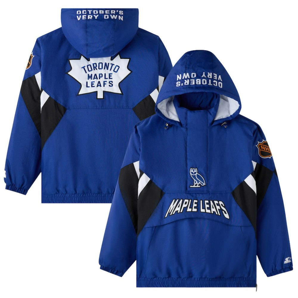Toronto Maple Leafs OVO x Starter Half-Zip Hooded Jacket - Blue | NHL on sale