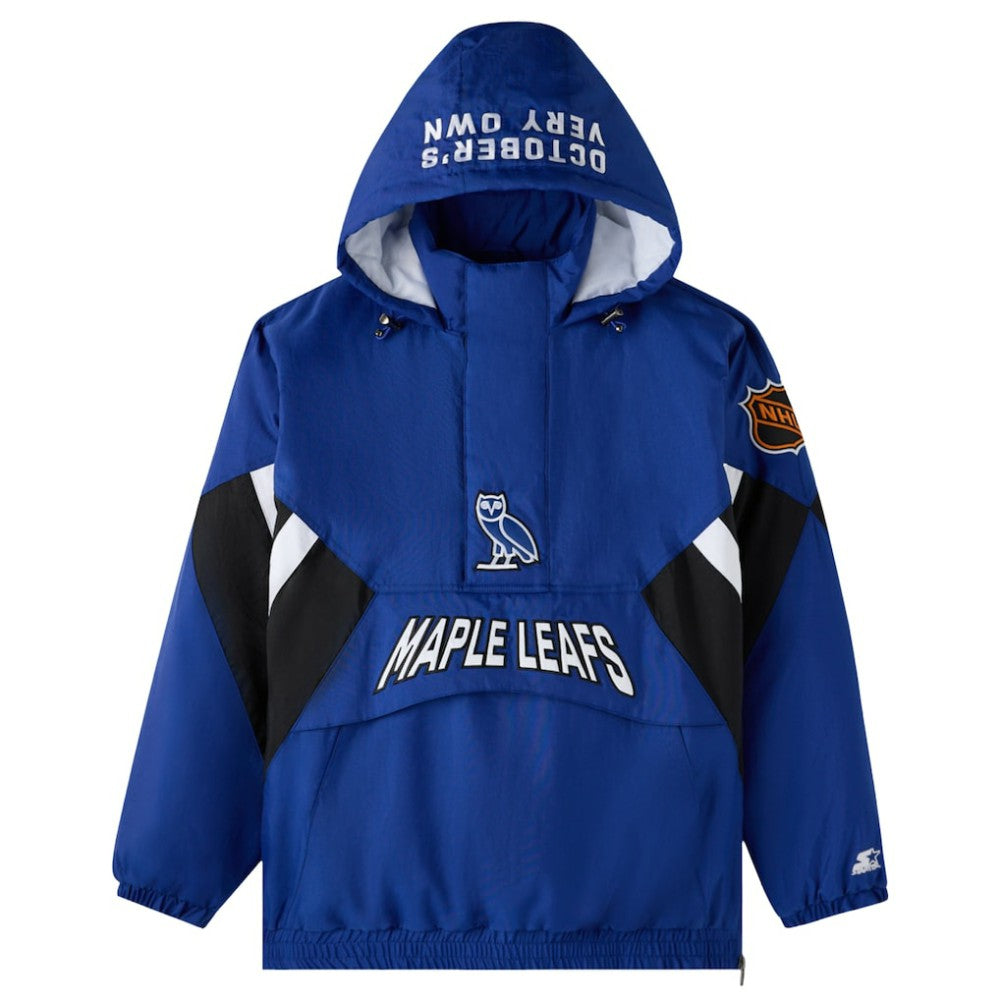 Toronto Maple Leafs OVO x Starter Half-Zip Hooded Jacket - Blue | NHL on sale