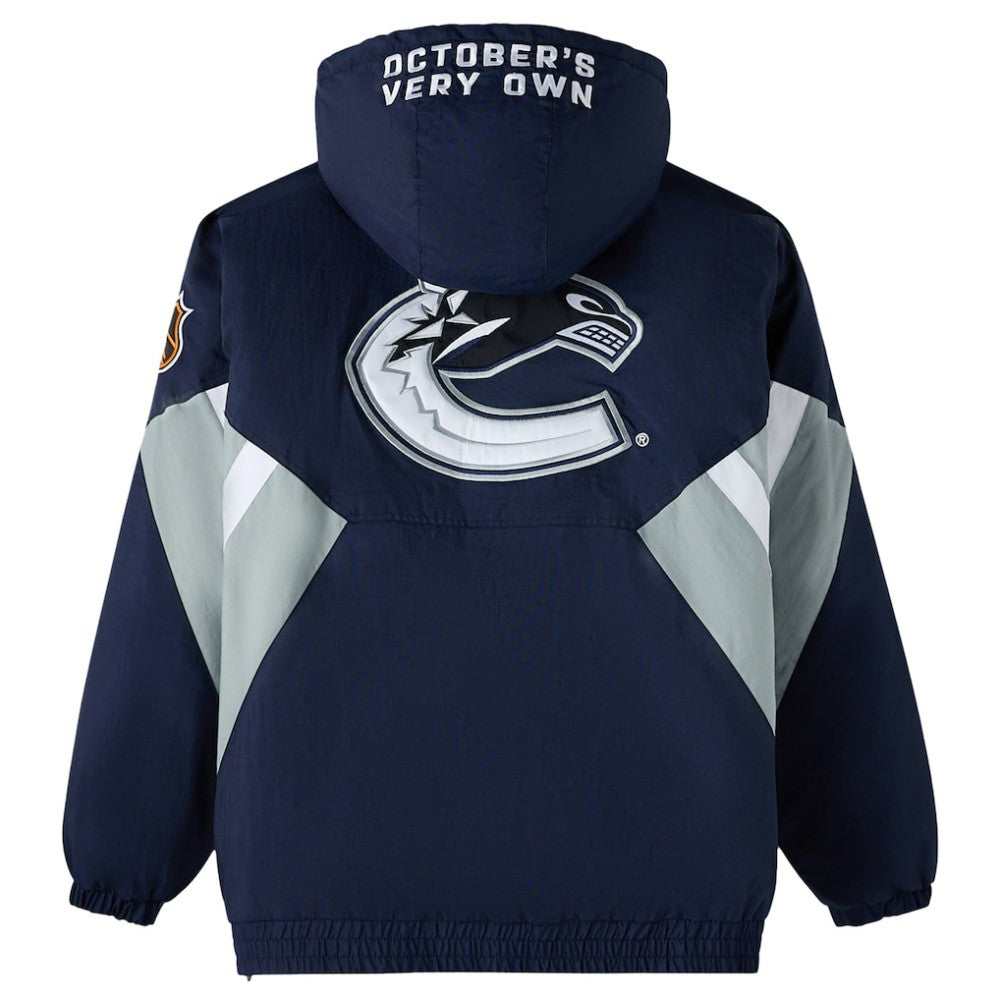Vancouver Canucks OVO x Starter Half-Zip Hooded Jacket - Blue | NHL Lifestyle