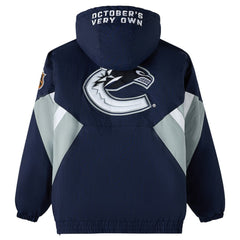 Vancouver Canucks OVO x Starter Half-Zip Hooded Jacket - Blue | NHL Lifestyle
