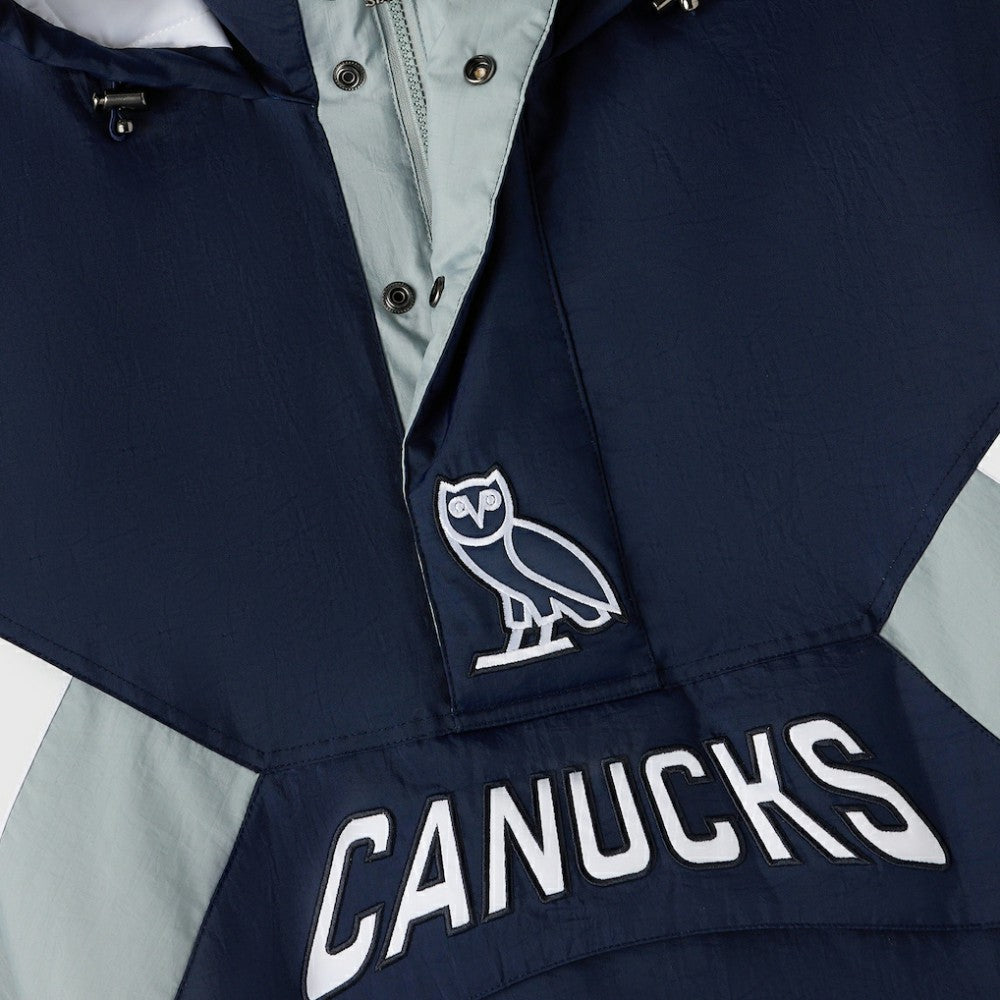 Vancouver Canucks OVO x Starter Half-Zip Hooded Jacket - Blue | NHL Lifestyle