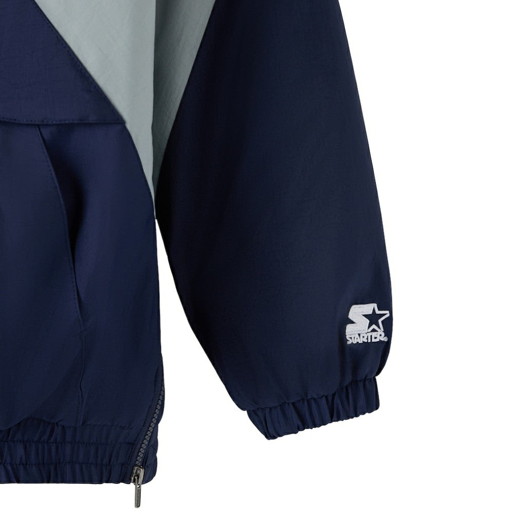 Vancouver Canucks OVO x Starter Half-Zip Hooded Jacket - Blue | NHL Lifestyle