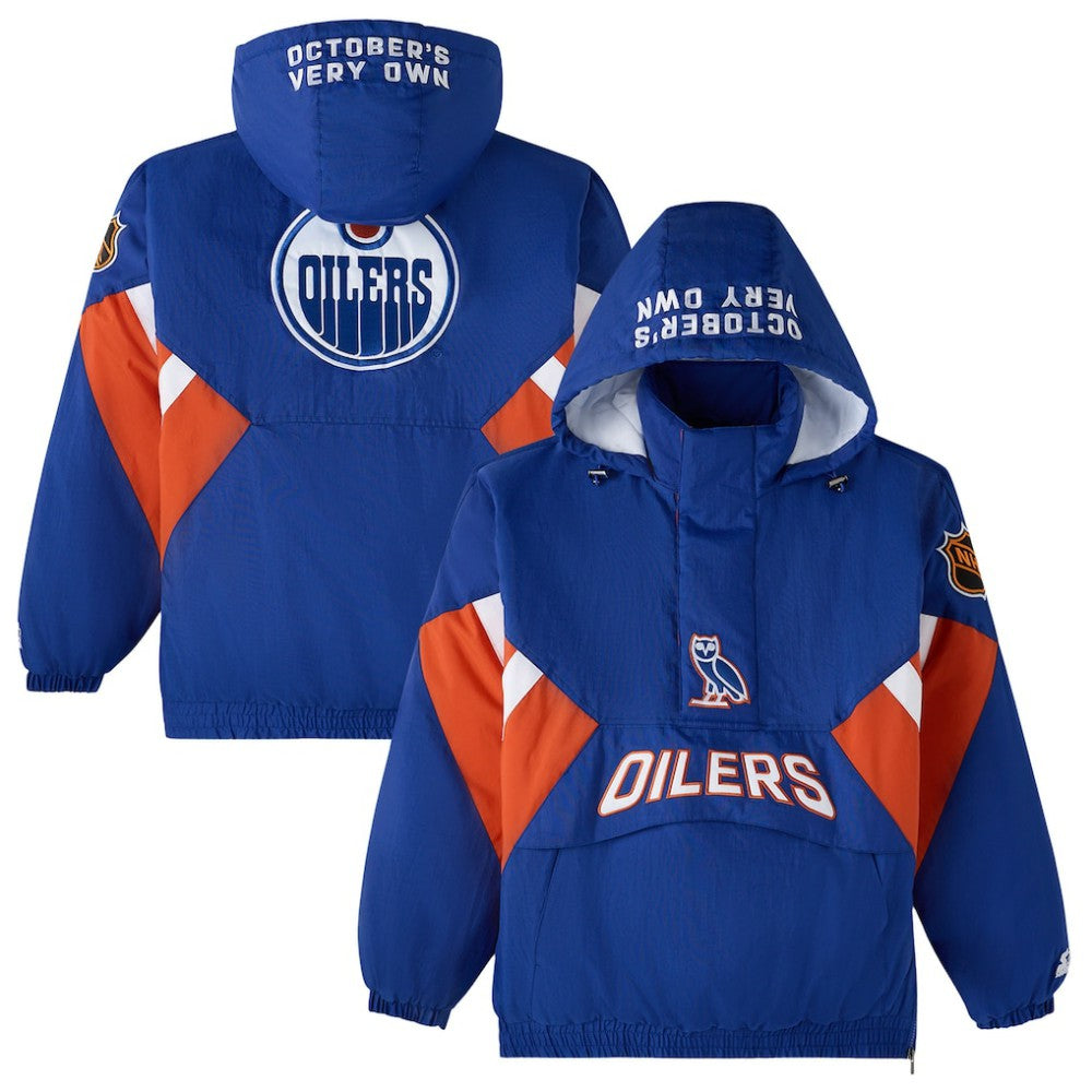 Edmonton Oilers OVO x Starter Half-Zip Hooded Jacket - Royal | NHL discount