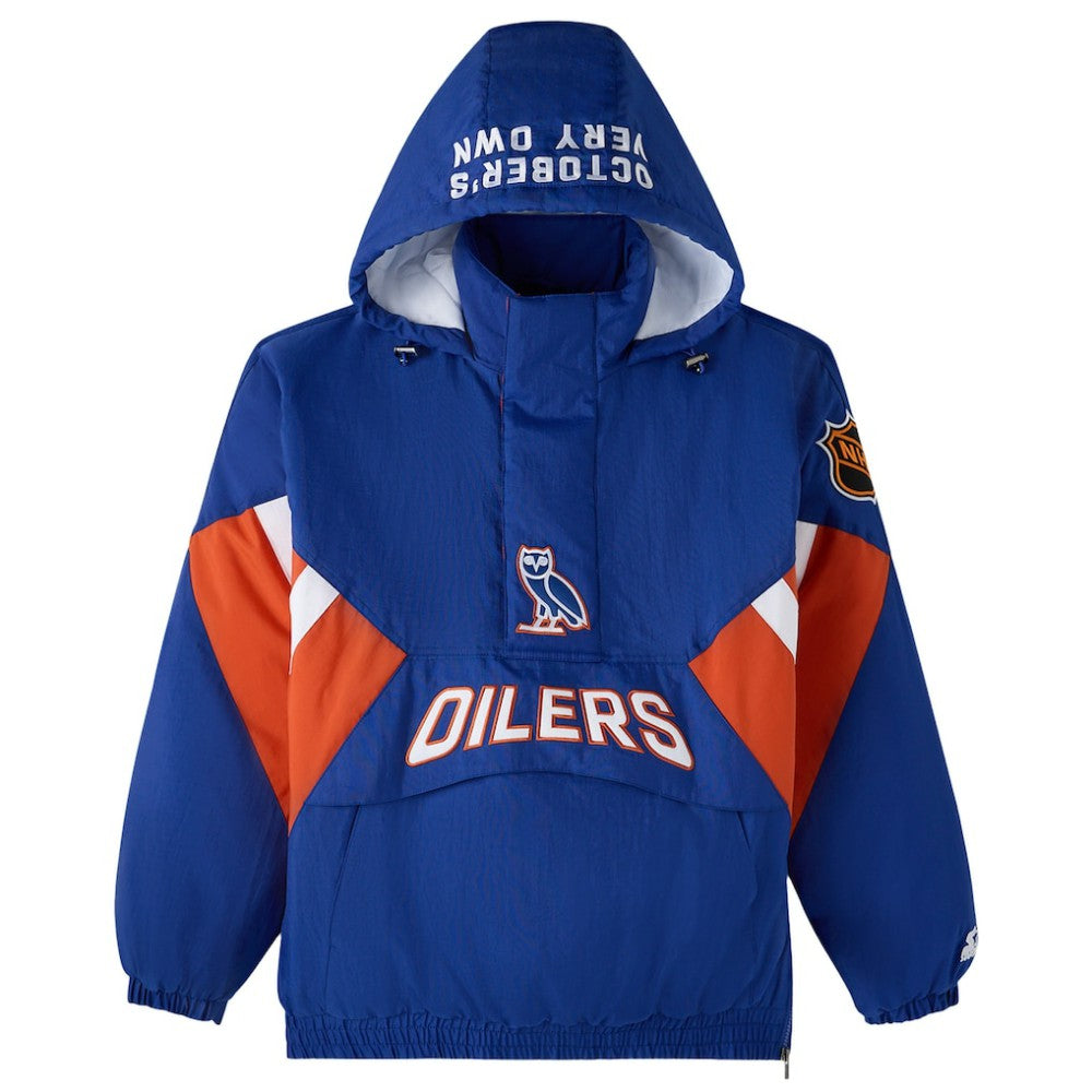 Edmonton Oilers OVO x Starter Half-Zip Hooded Jacket - Royal | NHL discount